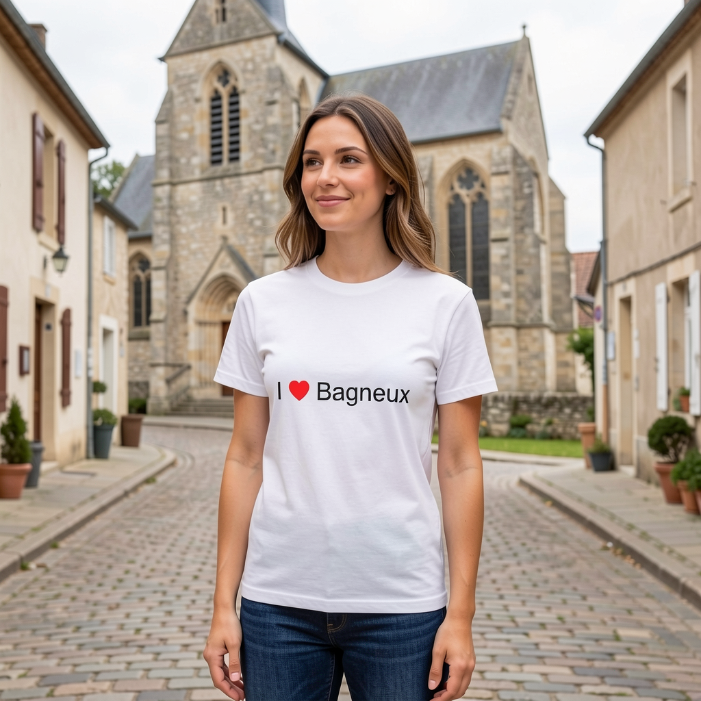 Photo portée du T-shirt I love bagneux en décor Bagneux