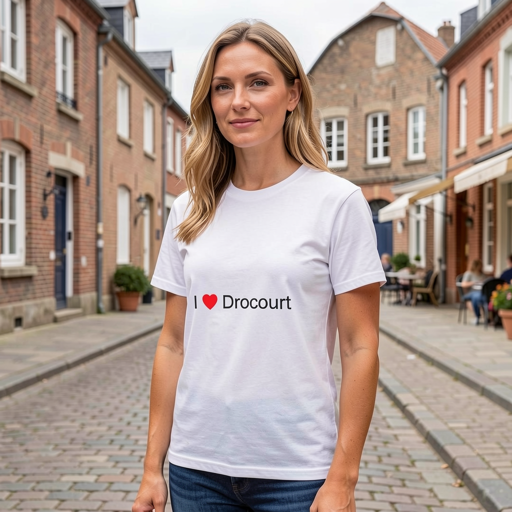 Photo portée du T-shirt I love drocourt en décor Drocourt