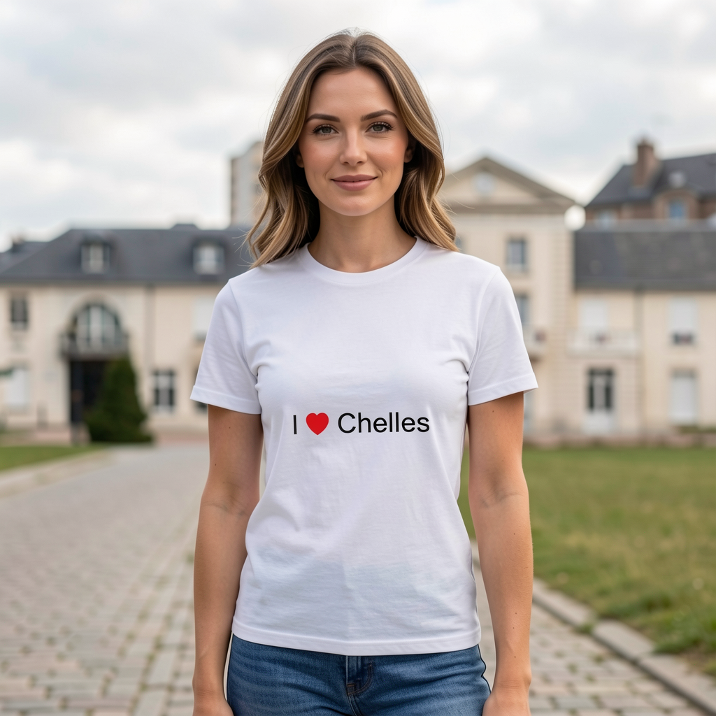Photo portée du T-shirt I love chelles en décor Chelles