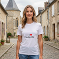 Photo portée du T-shirt I love hauteville en décor Hauteville
