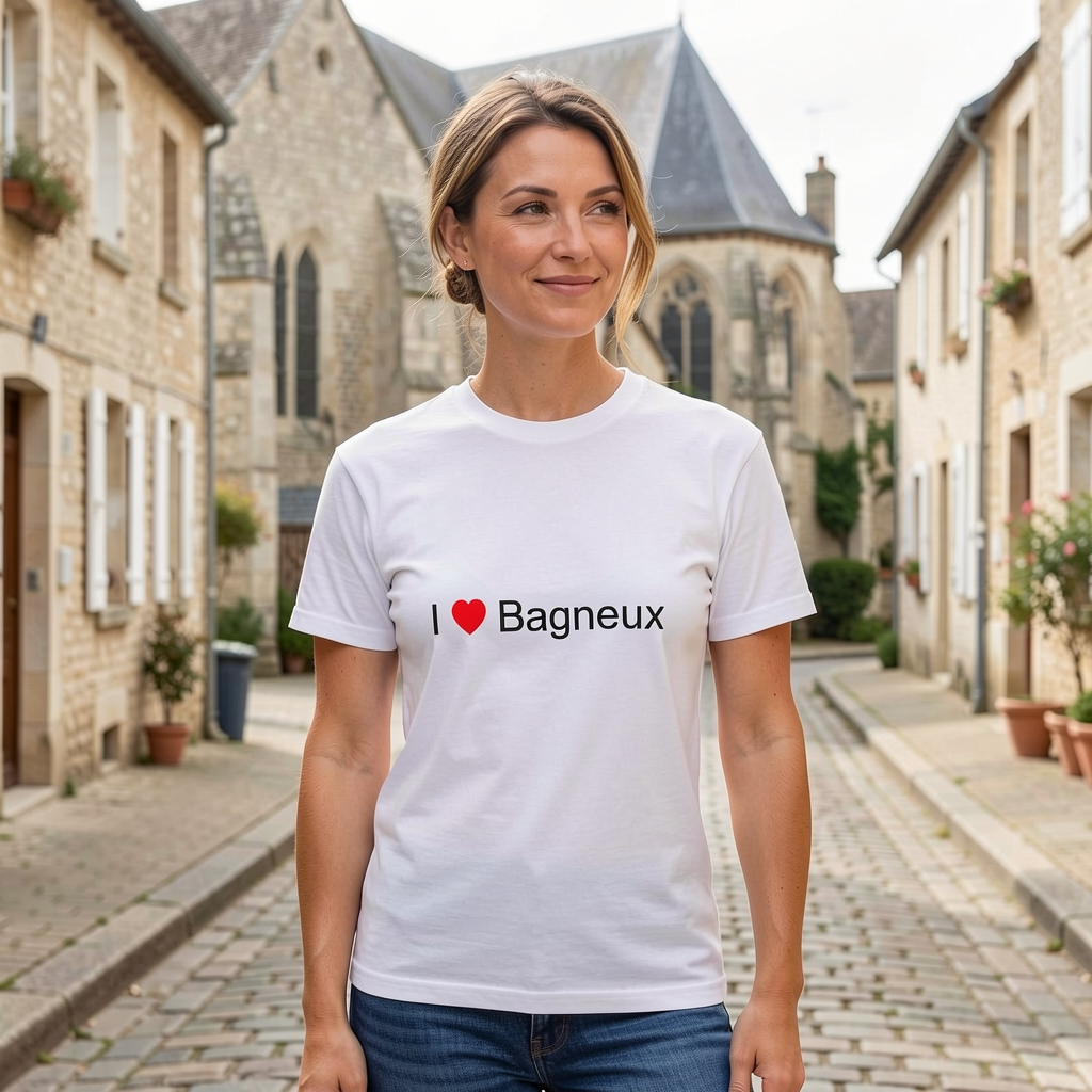 Photo portée du T-shirt I love bagneux en décor Bagneux
