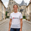 Photo portée du T-shirt I love bièvres en décor Bièvres