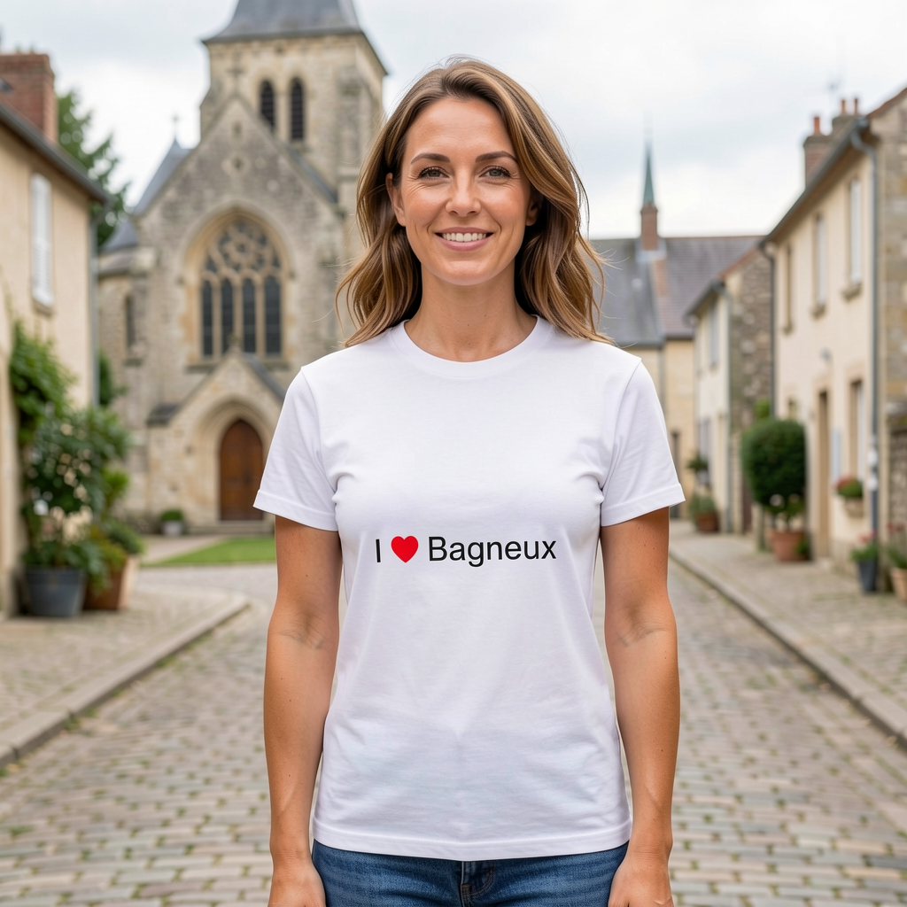Photo portée du T-shirt I love bagneux en décor Bagneux