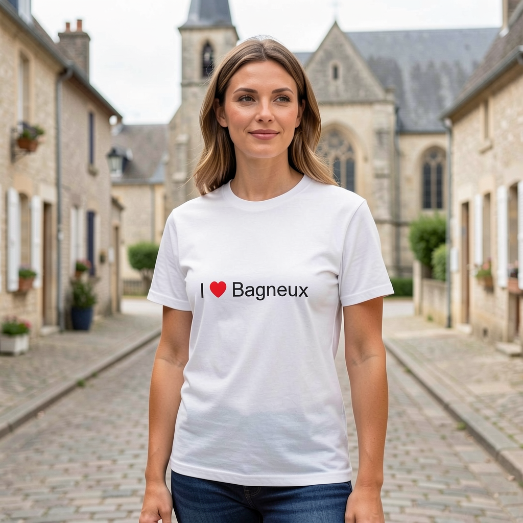 Photo portée du T-shirt I love bagneux en décor Bagneux