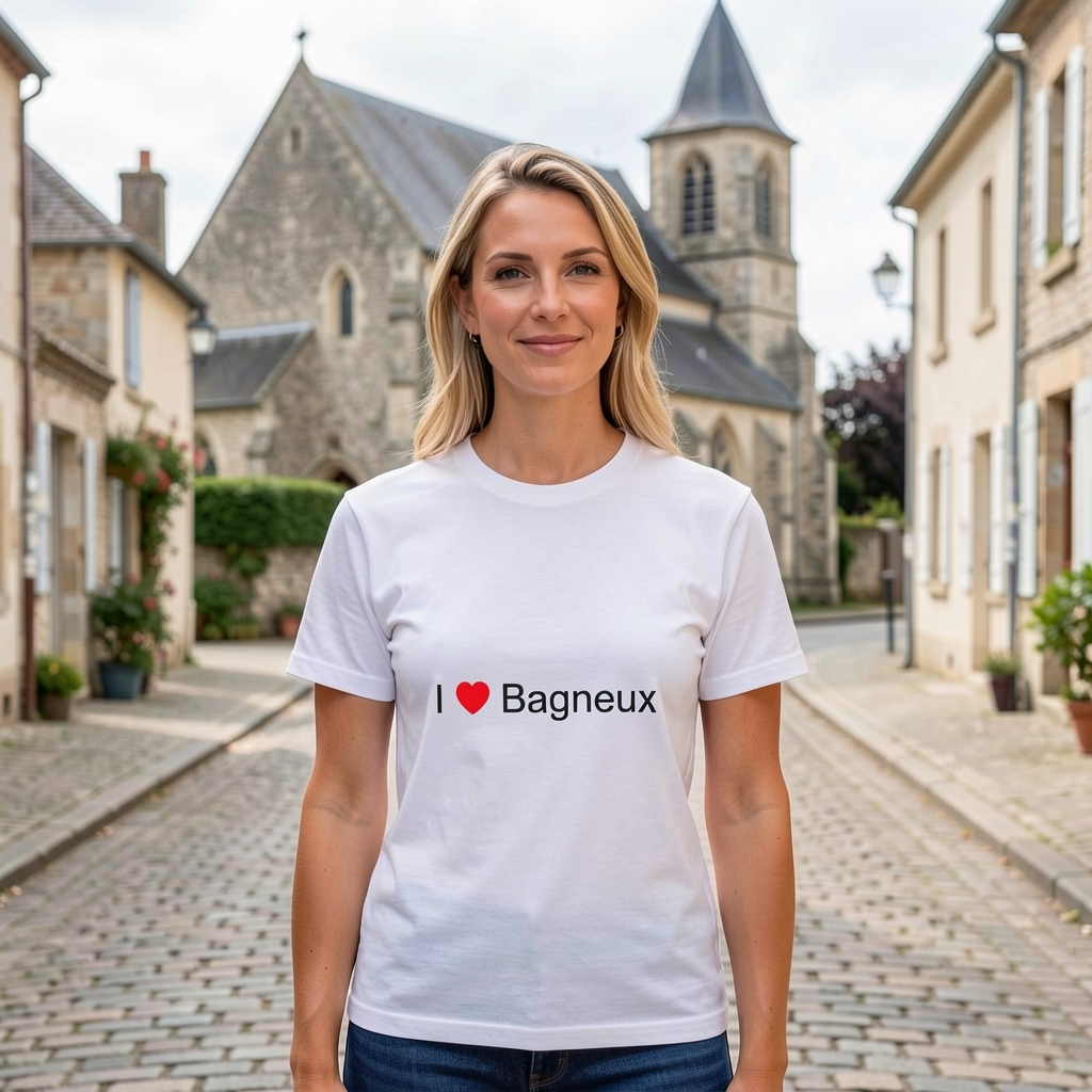 Photo portée du T-shirt I love bagneux en décor Bagneux