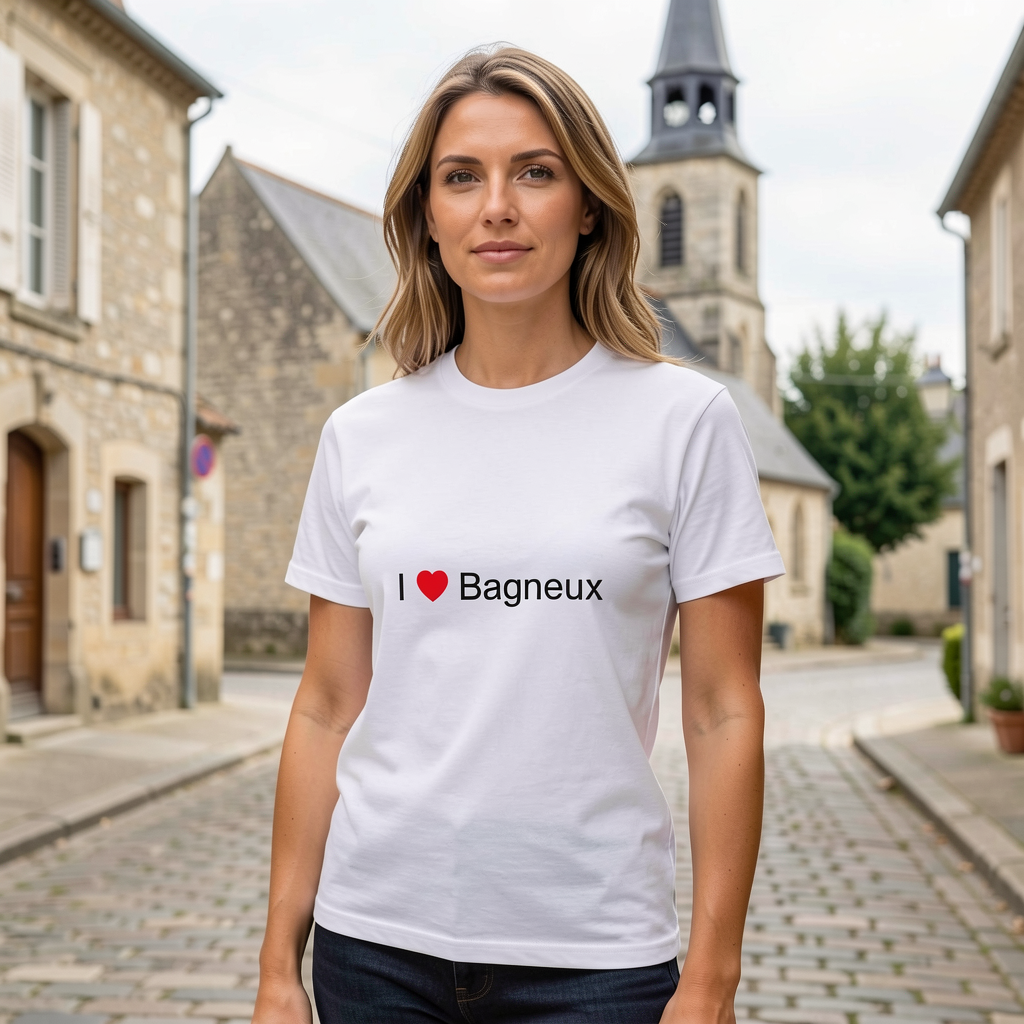 Photo portée du T-shirt I love bagneux en décor Bagneux