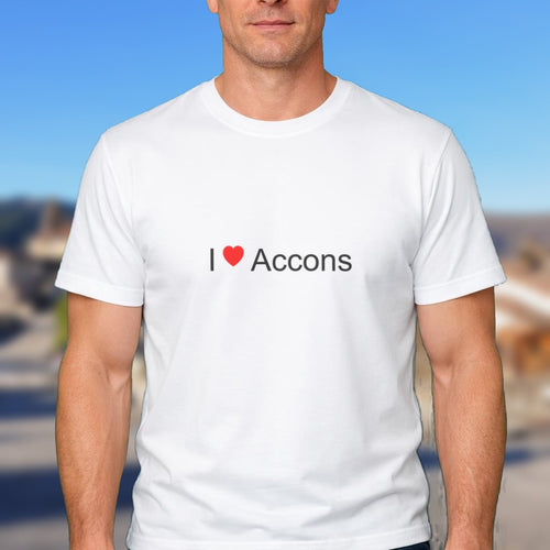 T-shirt I love Accons porté