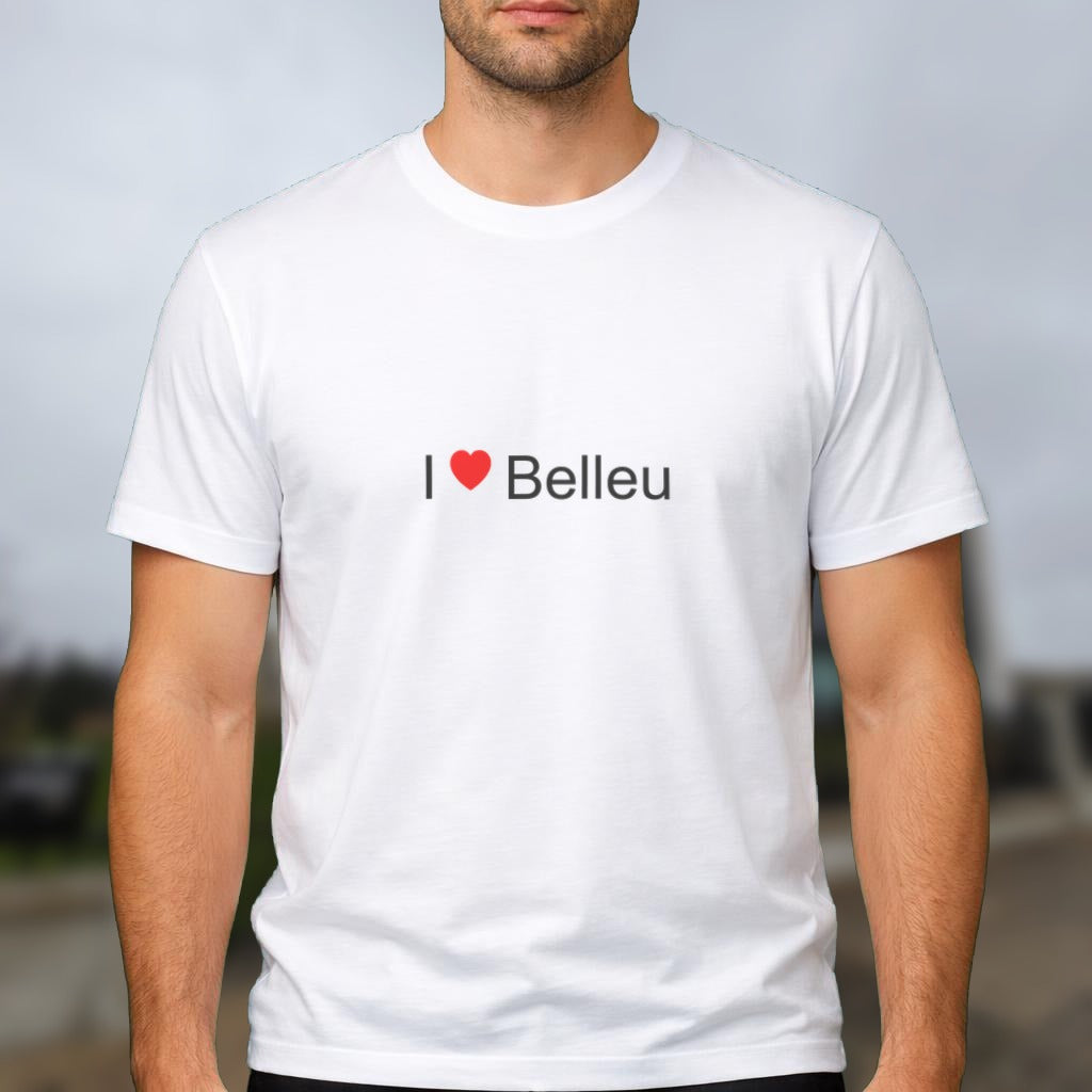 T-shirt I love Belleu porté