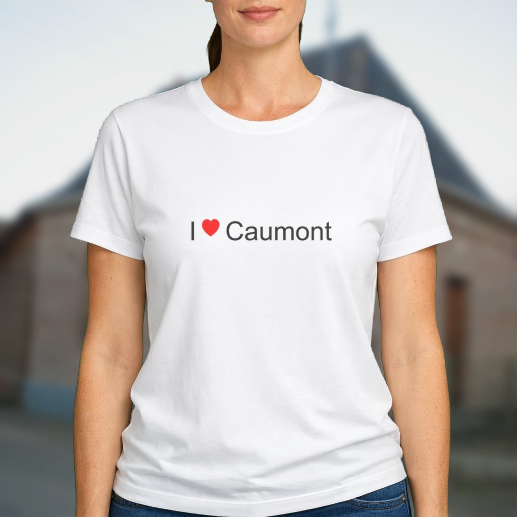 T-shirt I love Caumont porté