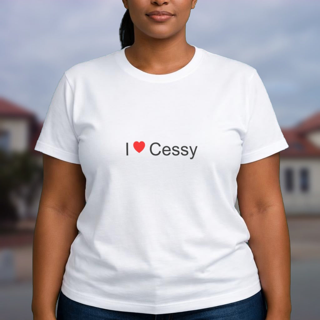 T-shirt I love Cessy porté