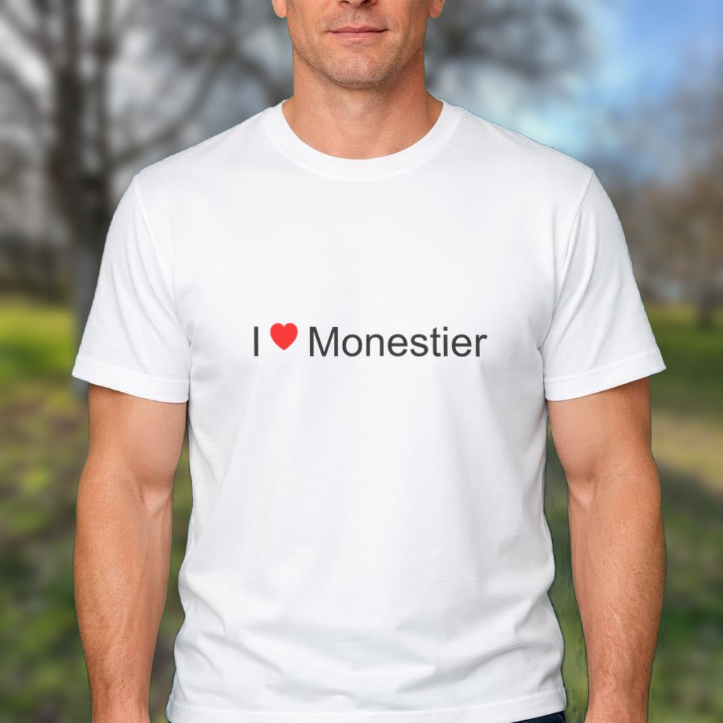 T-shirt I love Monestier (03) porté
