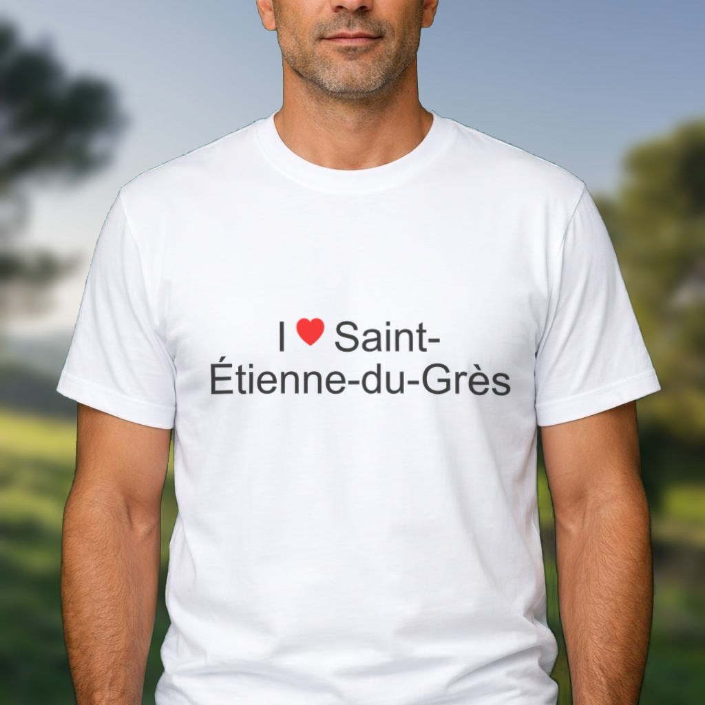 T-shirt I love Saint-Étienne-du-Grès porté