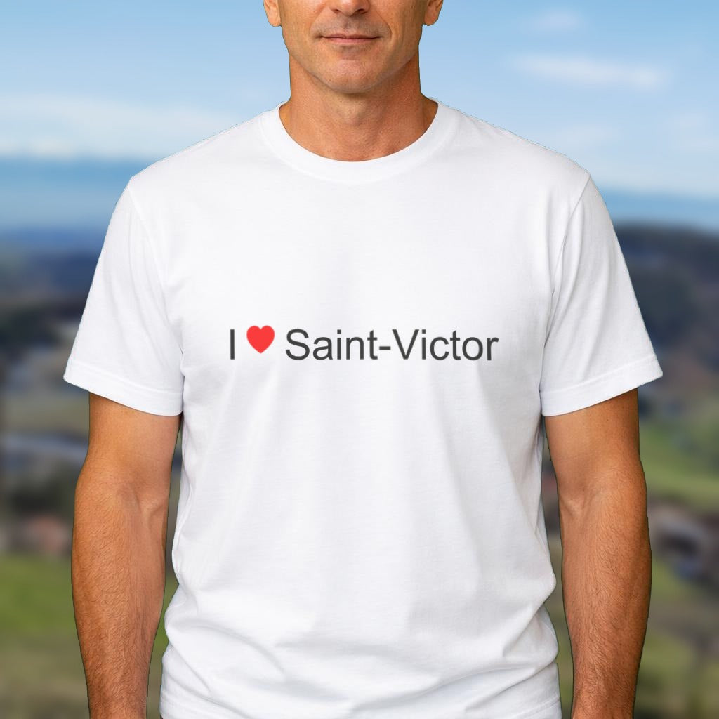 T-shirt I love Saint-Victor (07) porté