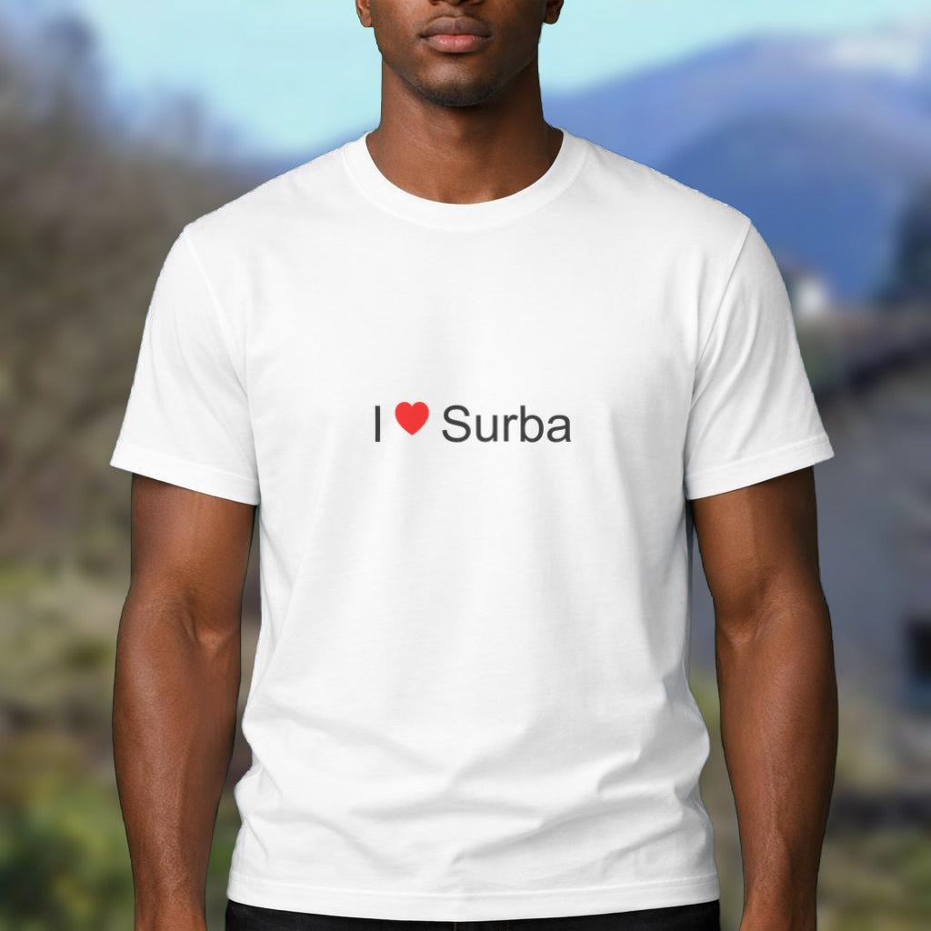 T-shirt I love Surba porté