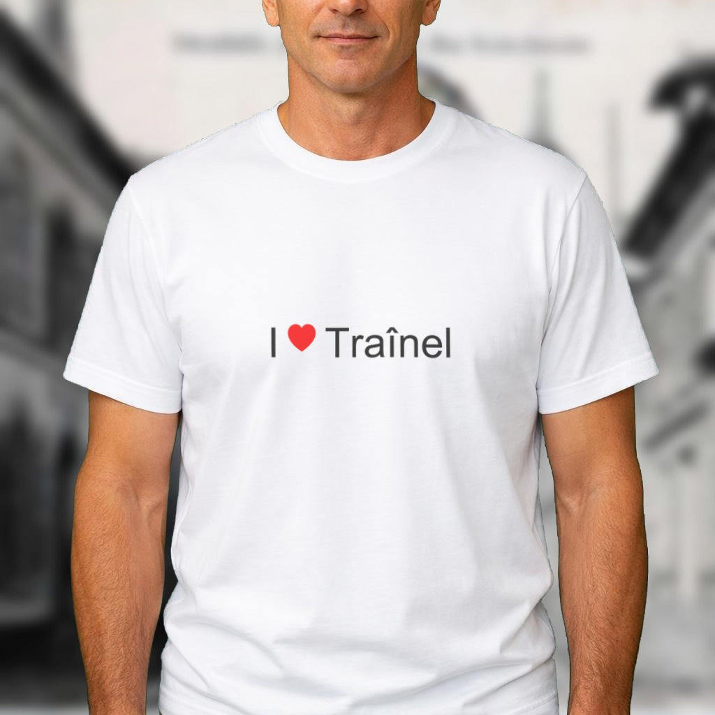 T-shirt I love Traînel porté