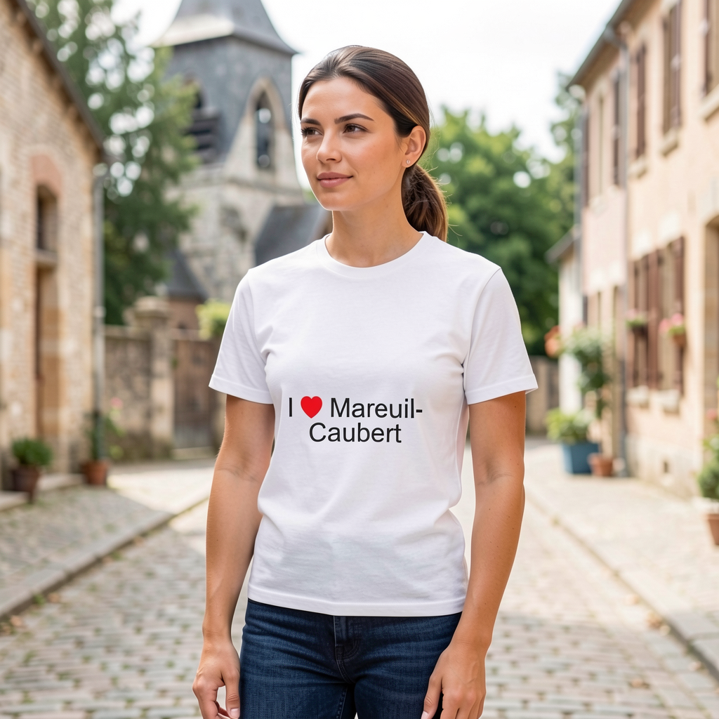 Photo portée du T-shirt I love mareuil-caubert en décor Mareuil Caubert