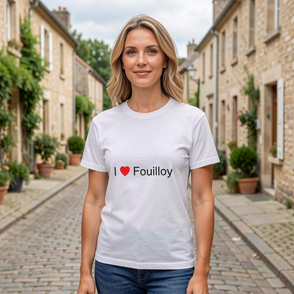 Photo portée du T-shirt I love fouilloy en décor Fouilloy