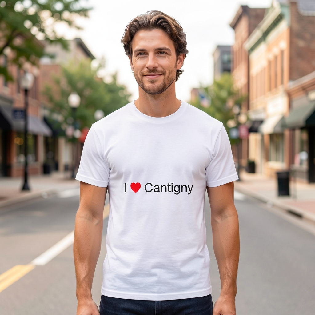 Photo portée du T-shirt I love cantigny en décor Cantigny
