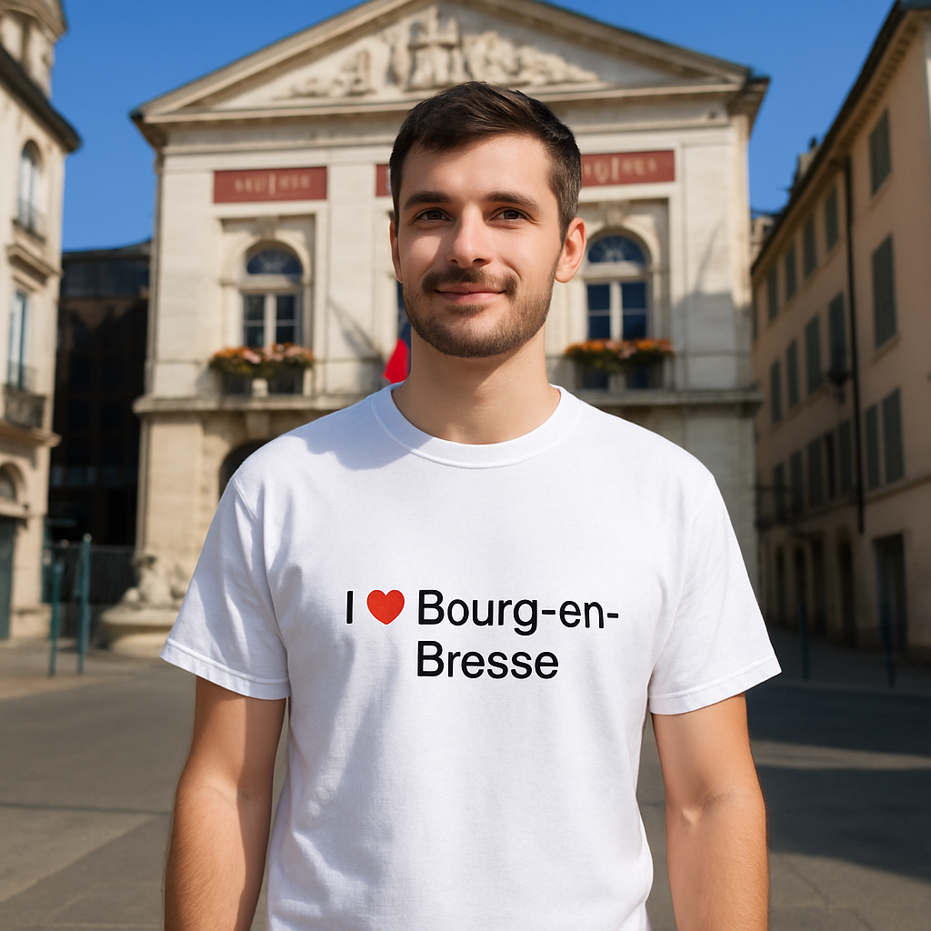 T-shirt I Love Bourg-en-Bresse - cadeau souvenir Ain Auvergne-Rhône-Alpes Citeeshirt