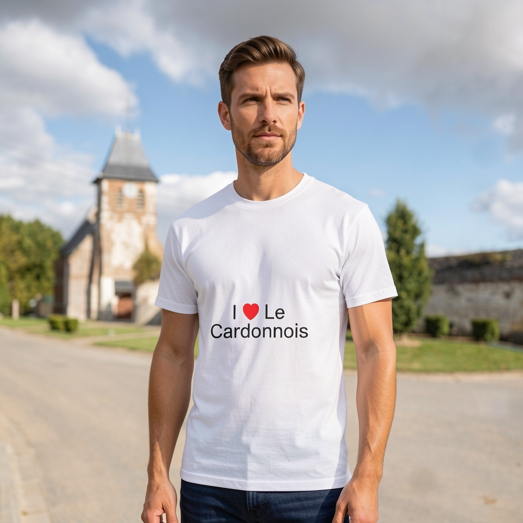 Photo portée du T-shirt I love le cardonnois en décor le cardonnois