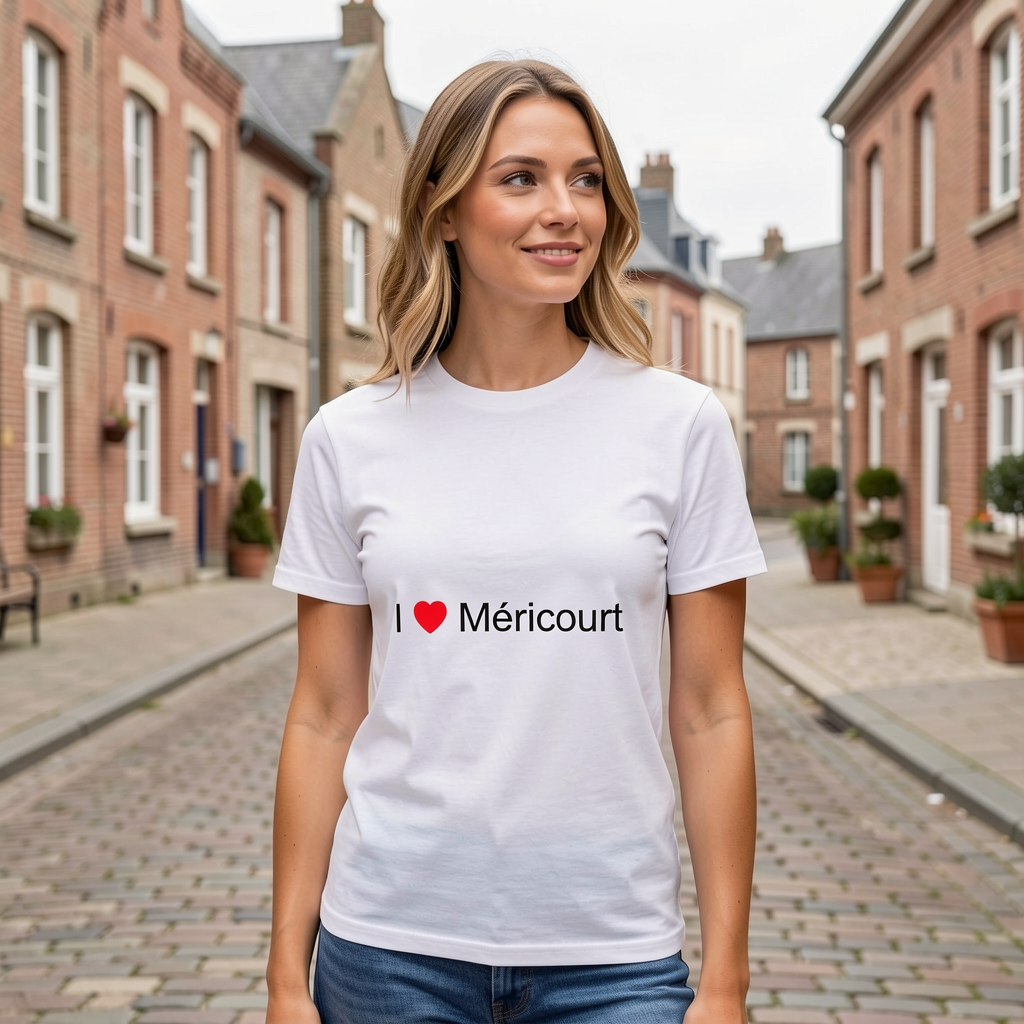 Photo portée du T-shirt I love méricourt en décor Méricourt