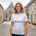 Photo portée du T-shirt I love charmes en décor Charmes