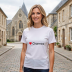 Photo portée du T-shirt I love charmes en décor Charmes