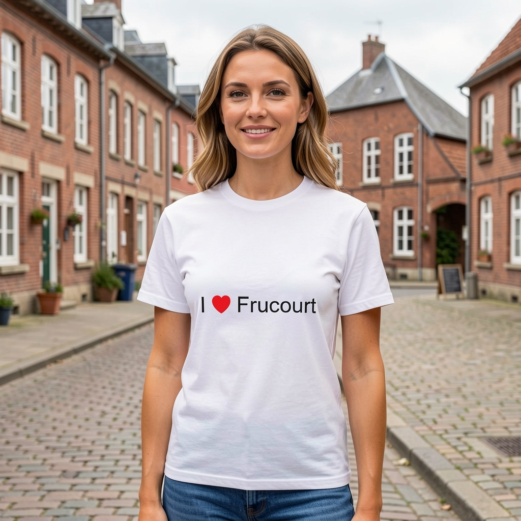 Photo portée du T-shirt I love frucourt en décor Frucourt